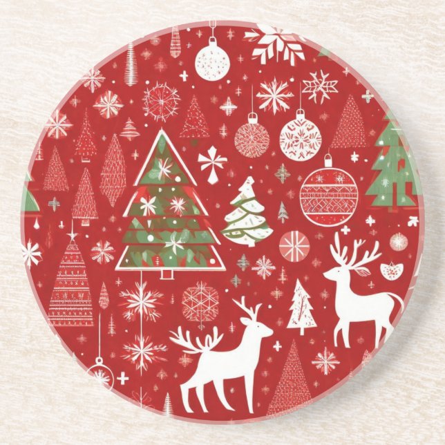 Jul mönster snögubbe, Santa träd grått-dekalor Underlägg (Framsidan)