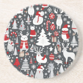 Jul mönster snögubbe, Santa träd grått-dekalor Underlägg