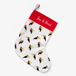 Jul Mönster Tropical Toucans i Santa Hats Liten Julstrumpa