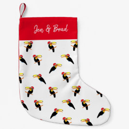 Jul Mönster Tropical Toucans i Santa Hats Liten Julstrumpa