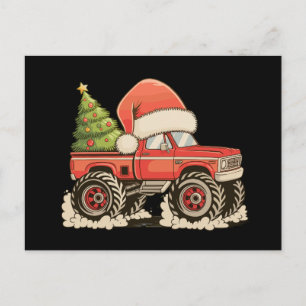 Jul Monster Truck Tomte Hatt Xmas Högtid Helg Vykort