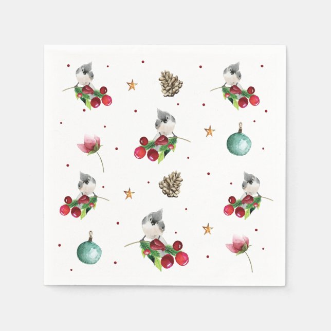 Jul Mönster Winter Bird Pappersservett (Framsidan)