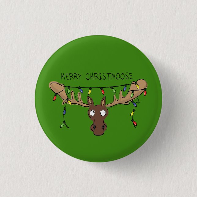 Jul Moose Cute Funny Helgdag Knapp (Framsida)