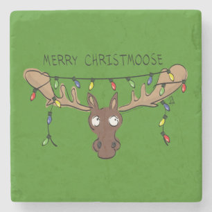 Jul Moose Cute Funny Helgdag Stenunderlägg