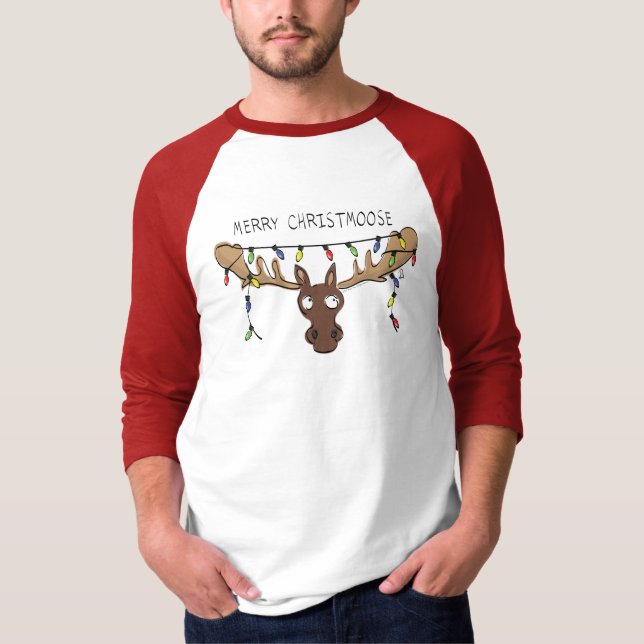 Jul Moose Cute Funny Helgdag T Shirt (Framsida)