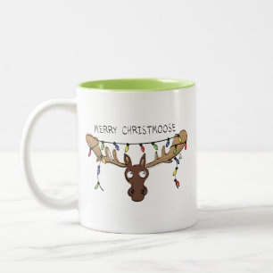 Jul Moose Cute Funny Helgdag Två-Tonad Mugg
