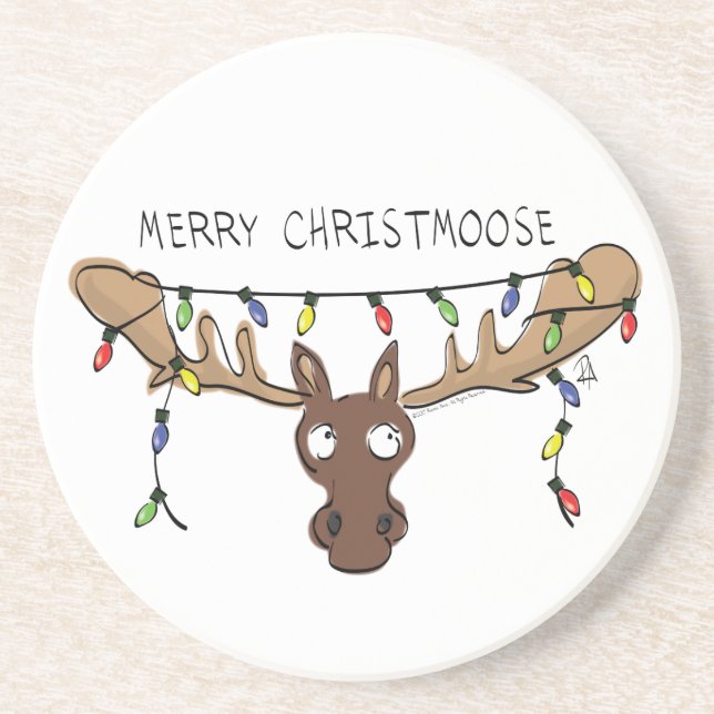 Jul Moose Cute Funny Helgdag Underlägg (Framsidan)