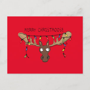 Jul Moose Cute Funny Helgdag Vykort