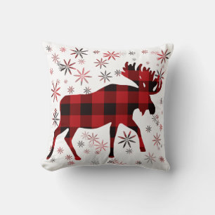 Jul Moose, klassisk röd svart fläsk Kudde