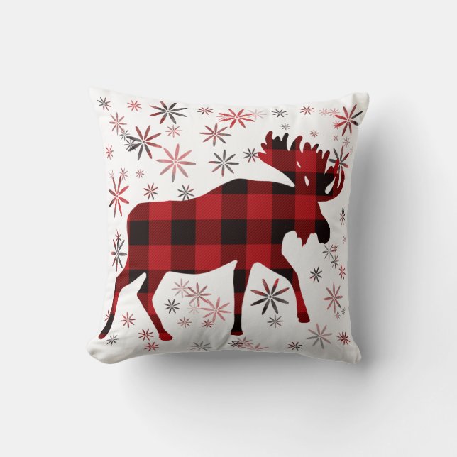 Jul Moose, klassisk röd svart fläsk Kudde (Framsida)