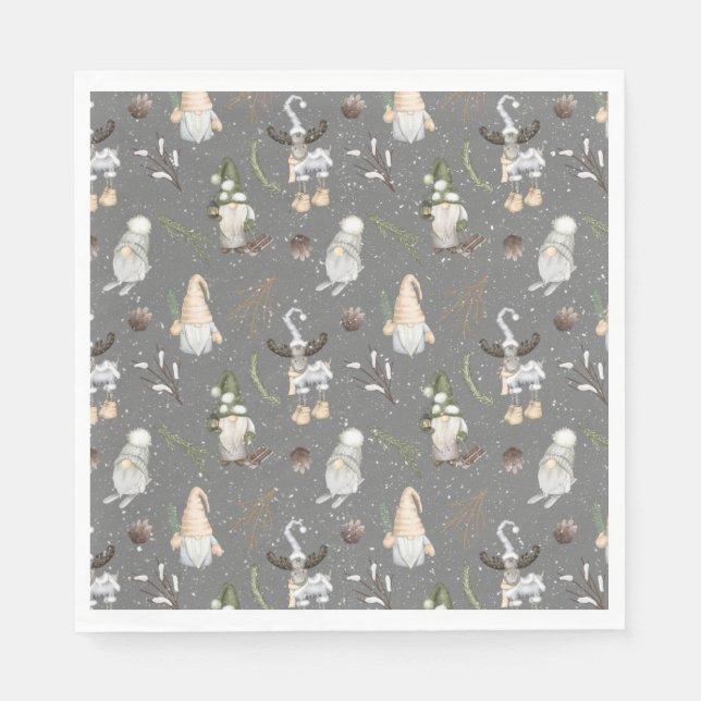 Jul Moose och Gnomes Pappersservett (Framsidan)