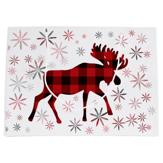Jul Moose Red plaid snöflingor (Framsidan)