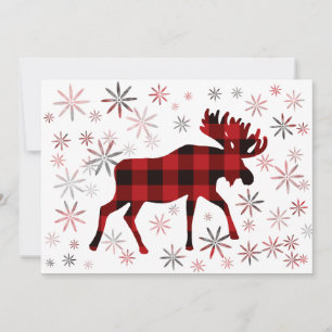 Jul Moose Red plaid snöflingor Inbjudningar