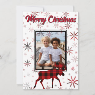Jul Moose Red plaid snöflingor personlig Julkort