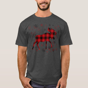 Jul Moose Red plaid snöflingor T Shirt