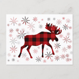 Jul Moose Red plaid snöflingor Vykort