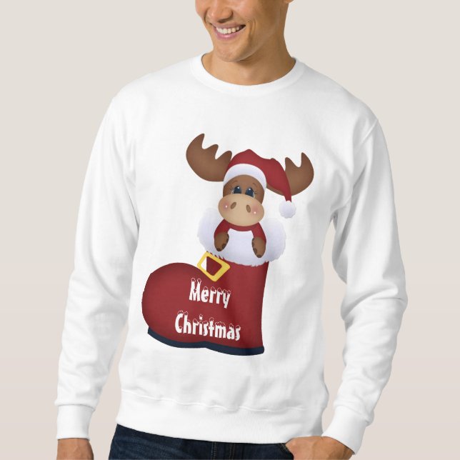 Jul Moose tecknad sweatshirt (Framsida)