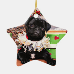 Jul - mops - daisy Mae Julgransprydnad Keramik