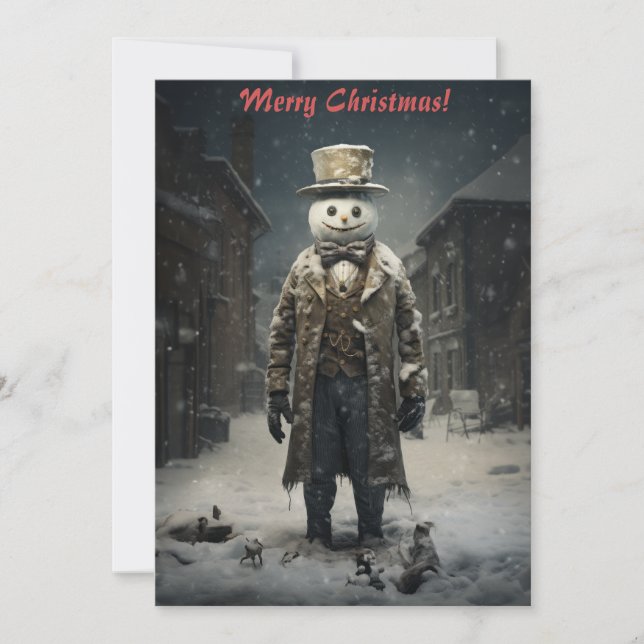 Jul Mörk Snömannen Julkort (Framsida)