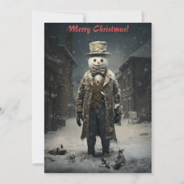 Jul Mörk Snömannen Julkort