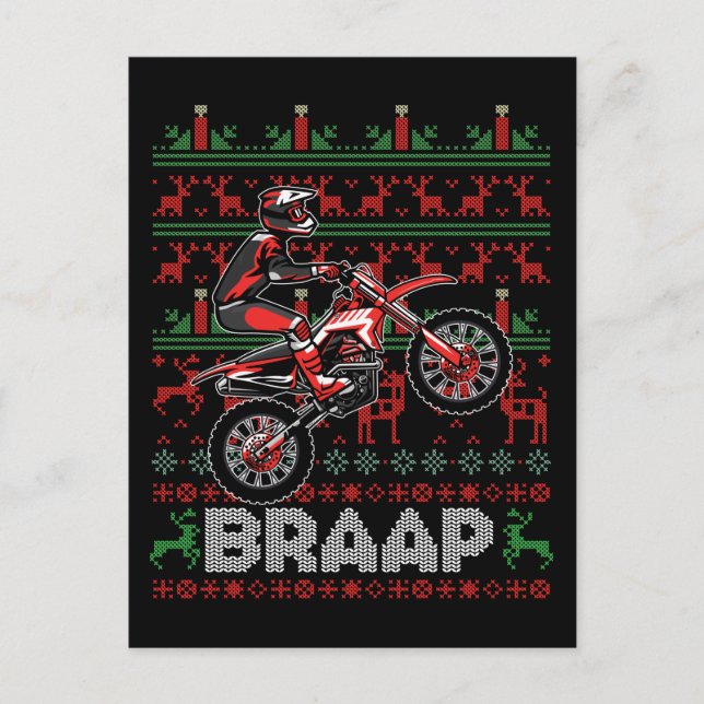 Jul Motorcykel Motocross Braap Dirt Bike Vykort (Framsida)