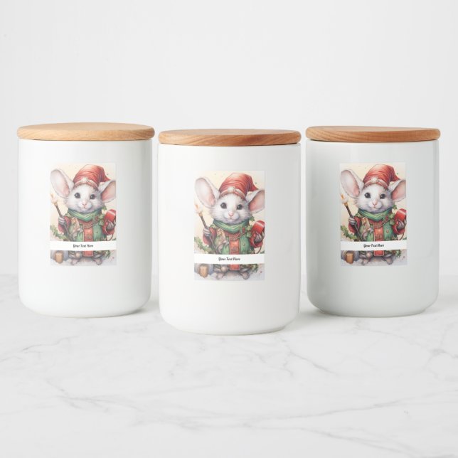 Jul Mouse 49 Din text här Mat Etikett (Flaskor)