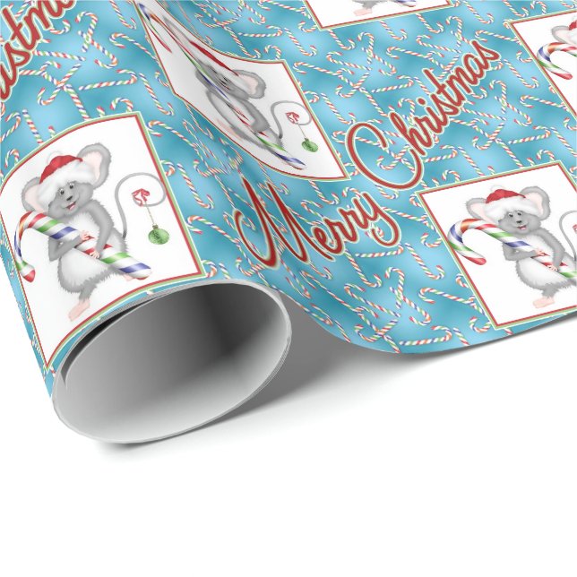 Jul Mouse Candy cane Presentpapper (Rullad Hörn)