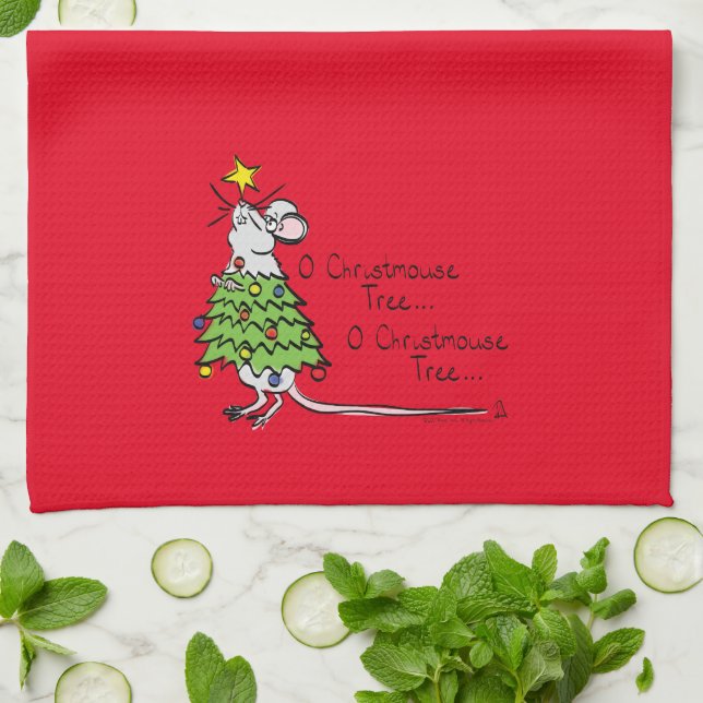Jul Mouse Cute Funny Helgdag Kökshandduk (Vikta)