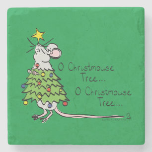 Jul Mouse Cute Funny Helgdag Stenunderlägg