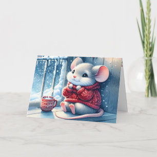 Jul Mouse in Winter Window Card Kort