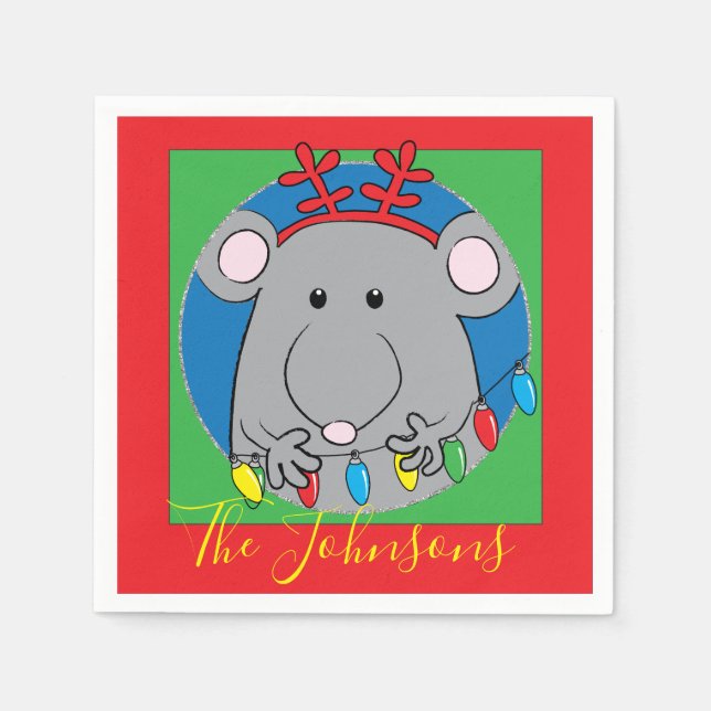 Jul Mouse Ljus Party Pappersservett (Framsidan)