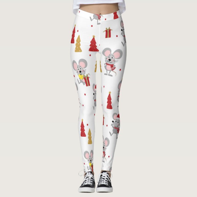 Jul Mouse Mönster Leggings (Framsida)