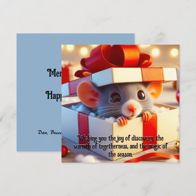Jul Mouse - överraskning - Holiday Greetings (Fram/baksida)