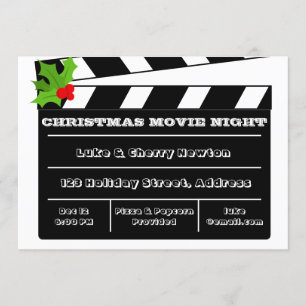 Jul Movie Night Holly Clapboard-inbjudan Inbjudningar