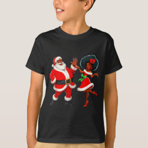 Jul Mr Tomte Mrs Claus Dansar Afrikan Amerikansk T Shirt