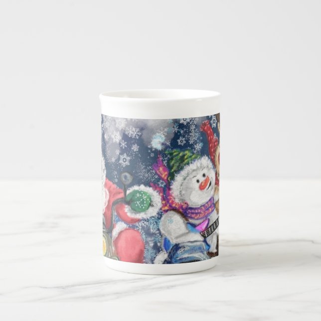 Jul Mugg Gift Lycklig-julband - Roligt Benporslin Mugg (Framsidan)