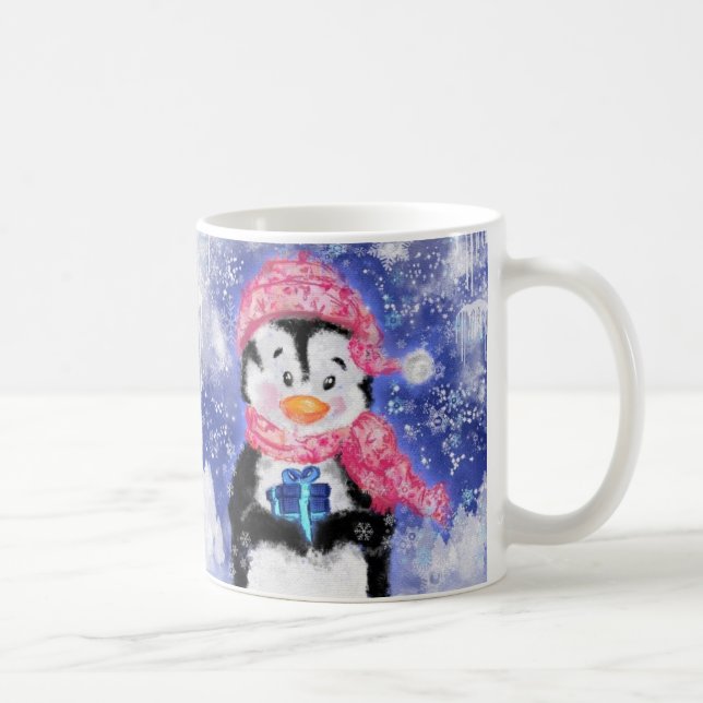 Jul Mugg Gift med Lycklig Penguin (Höger)