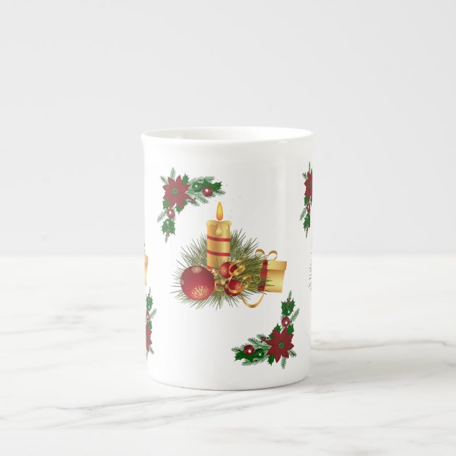 Jul Mugg, Jul Red Guld Candle Benporslin Mugg (Framsidan)