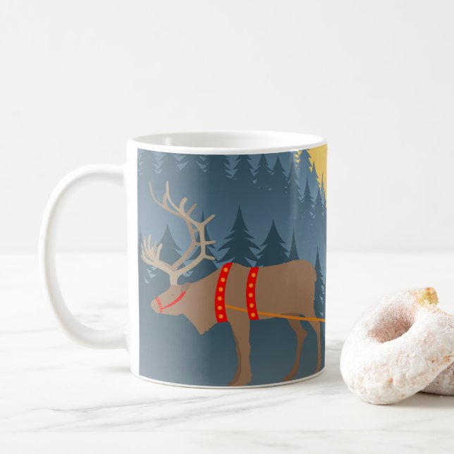 Jul Mugg med Rener, Lappland och Sleigh (Med munk)