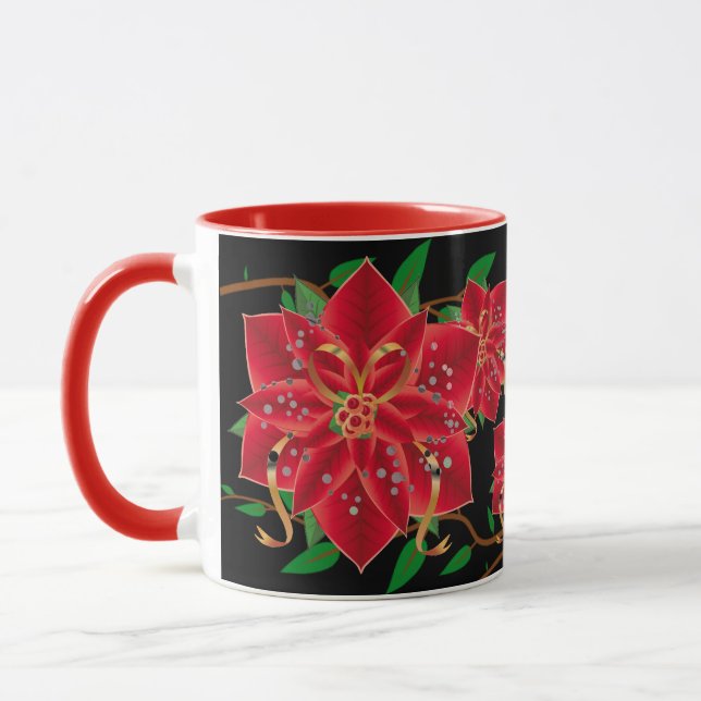 Jul Mugg-Red Poinsettias Mugg (Vänster)