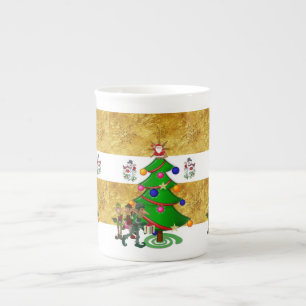 Jul Mugg, Vintage, God jul Snögubbe Benporslin Mugg