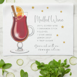 Jul Mulled Vin Recipe Winter Watercolor Kökshandduk