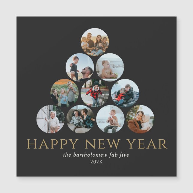 Jul Multi Photo Magnet Black Guld (Framsida)