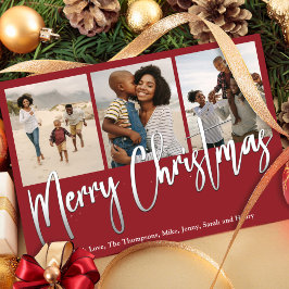 Jul Multi Photo Winter Greenery Holly Julkort