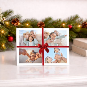JUL MULTIFOTO modern present röd band slinga Tack Kort