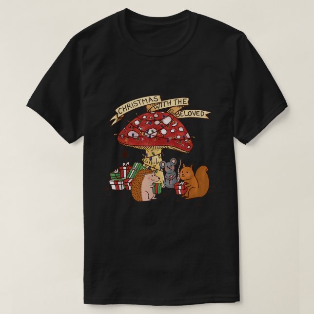 Jul Mushroom Julafton Lighting jul med Th T Shirt (Design framsida)