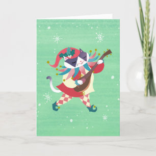 Jul Music Elf Cat-Helgdag kort