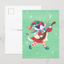 Jul Music Elf Cat vykort