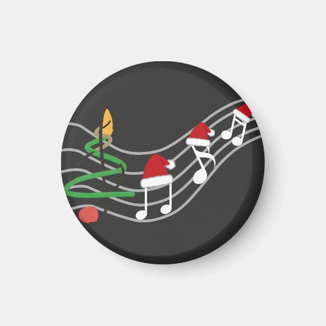 Jul Musik noter Santa Hat Treble Clef Magnet (Framsidan)