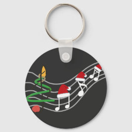 Jul Musik noter Santa Hat Treble Clef Nyckelring